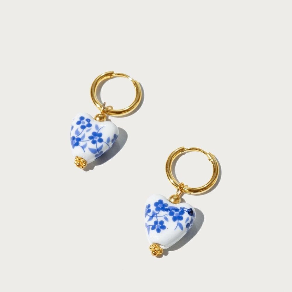 Boho heart hoop earrings #820